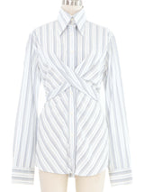 2003 Dolce & Gabbana Striped Tie Front Blouse Top arcadeshops.com