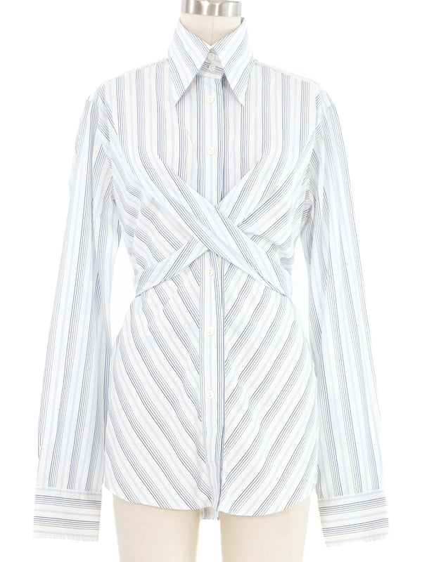 2003 Dolce & Gabbana Striped Tie Front Blouse