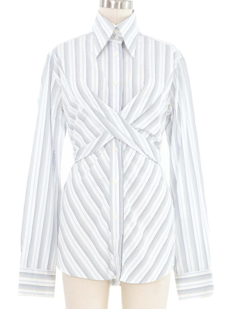 2003 Dolce & Gabbana Striped Tie Front Blouse Top arcadeshops.com