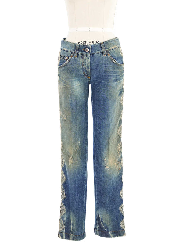 Dolce & Gabbana Python Trim Jeans