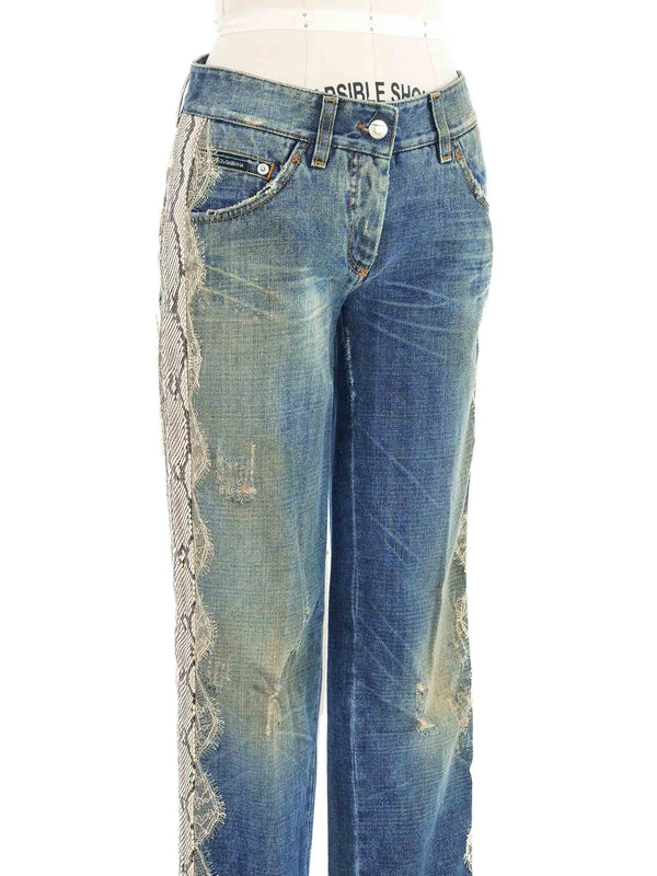 Dolce & Gabbana Python Trim Jeans