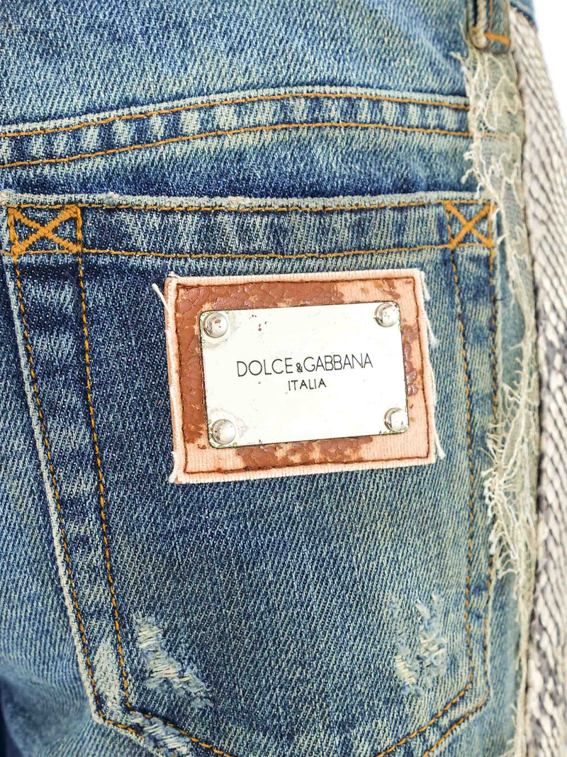 Dolce & Gabbana Python Trim Jeans Bottom arcadeshops.com