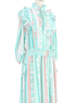 Diane Freis Blue Ruffle Dress