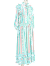 Diane Freis Blue Ruffle Dress