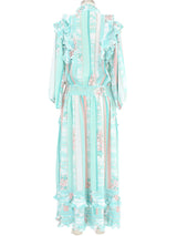 Diane Freis Blue Ruffle Dress