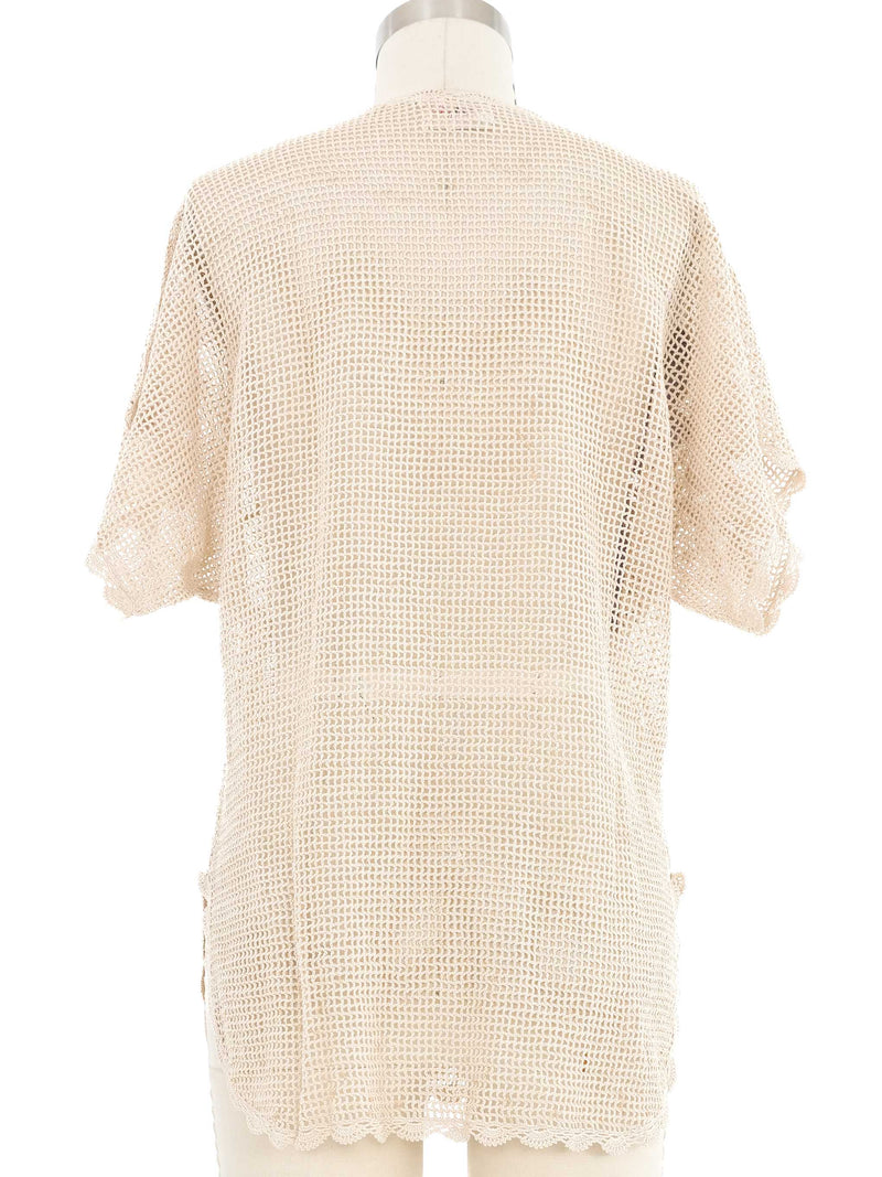 Embellished Floral Applique Crochet Top Top arcadeshops.com