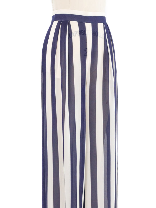 Escada Navy Candy Striped Silk Trousers Bottom arcadeshops.com