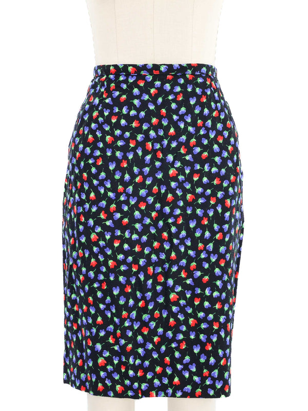 1980s Yves Saint Laurent Floral Printed Skirt Ensemble Suit arcadeshops.com