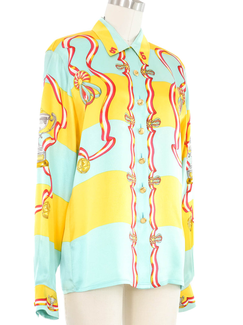 Escada Trophy Print Silk Blouse Top arcadeshops.com