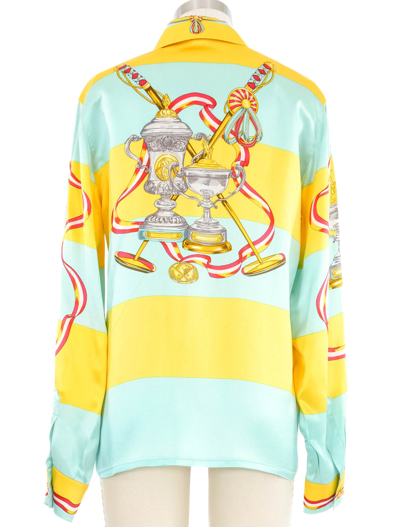 Escada Trophy Print Silk Blouse Top arcadeshops.com