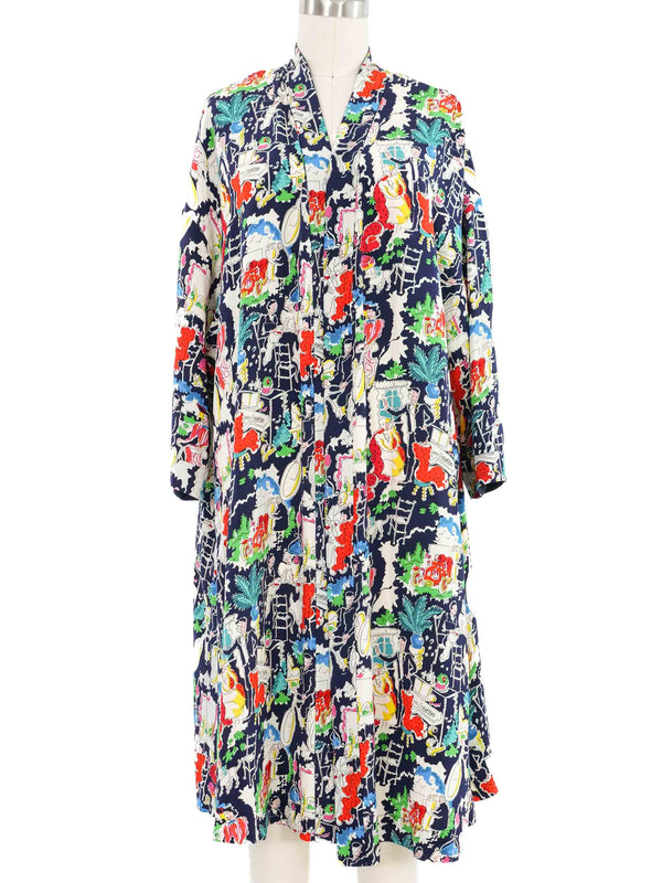 Chanel Paris Cafe Print Silk Jacket