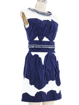 2014 Chanel Navy and White Chain Trimmed Dress Dress arcadeshops.com