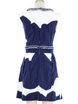 2014 Chanel Navy and White Chain Trimmed Dress Dress arcadeshops.com