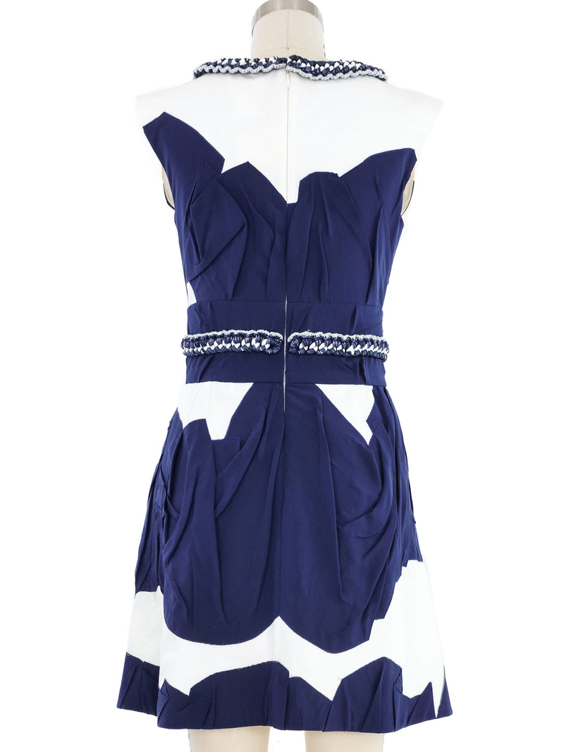 2014 Chanel Navy and White Chain Trimmed Dress Dress arcadeshops.com