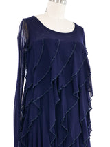 Jean Paul Gaultier Navy Mesh Ruffle Dress