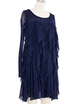 Jean Paul Gaultier Navy Mesh Ruffle Dress