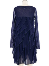Jean Paul Gaultier Navy Mesh Ruffle Dress