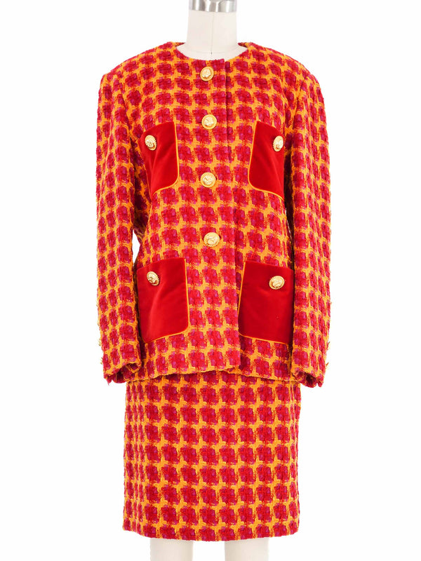 Escada Vibrant Tweed Skirt Suit Suit arcadeshops.com