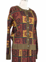 Issey Miyake Pleats Please Granny Square Print Skirt Ensemble Suit arcadeshops.com