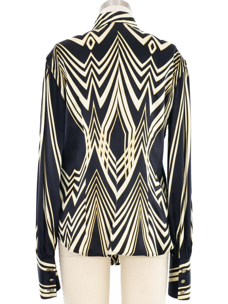Roberto Cavalli Multi Striped Satin Blouse Top arcadeshops.com