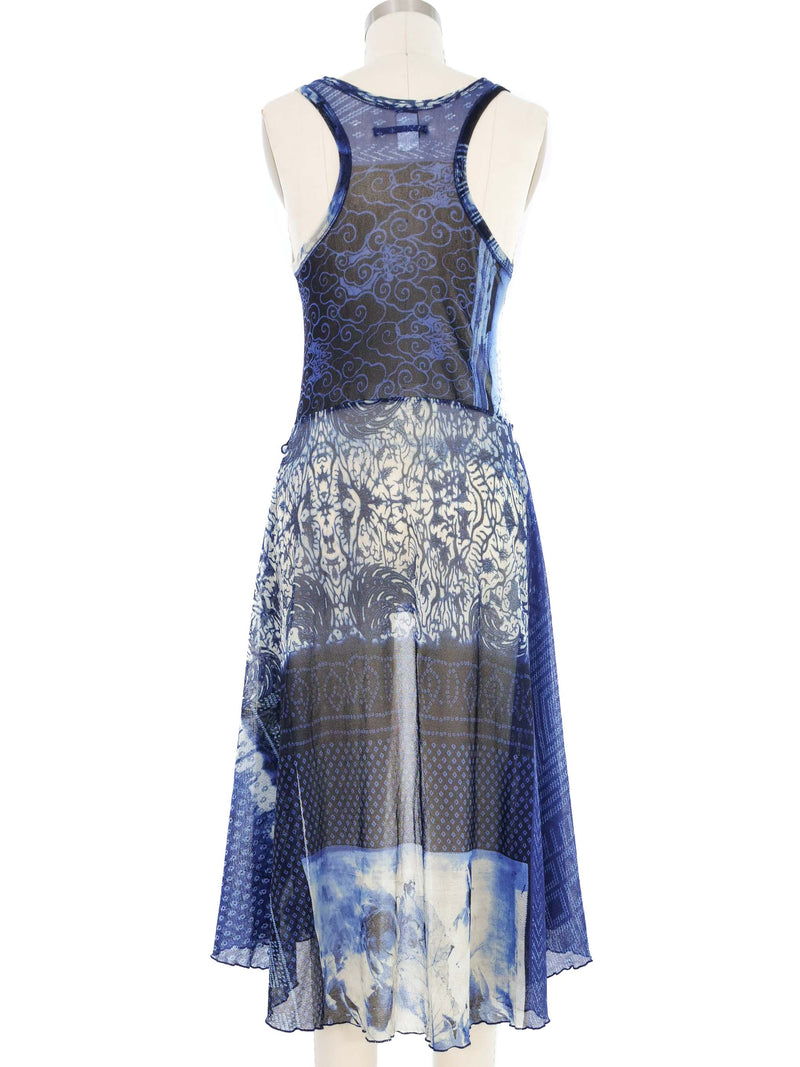 Jean Paul Gaultier Printed Mesh High Low Tank Top arcadeshops.com