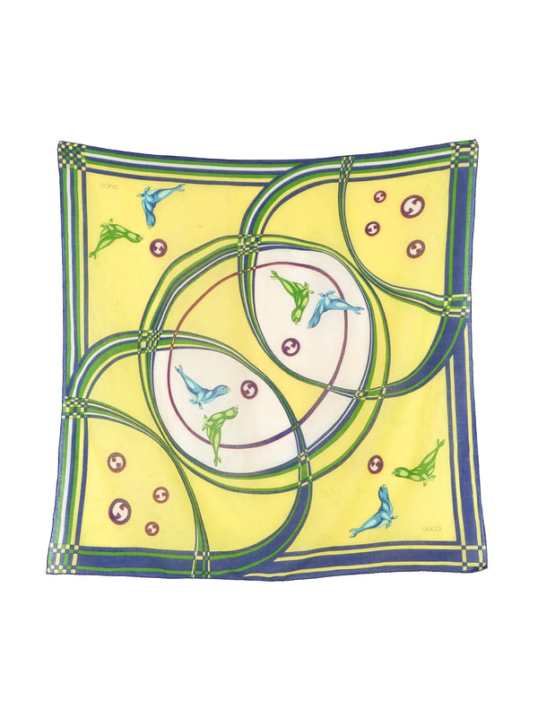 Gucci Yellow Seal Print Scarf