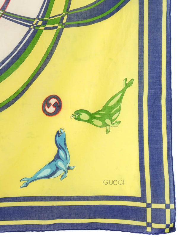Gucci Yellow Seal Print Scarf