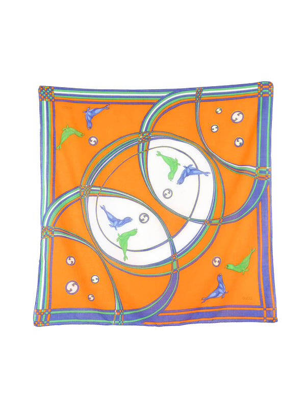 Gucci Orange Seal Print Scarf