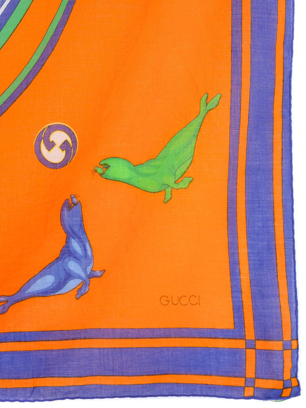 Gucci Orange Seal Print Scarf