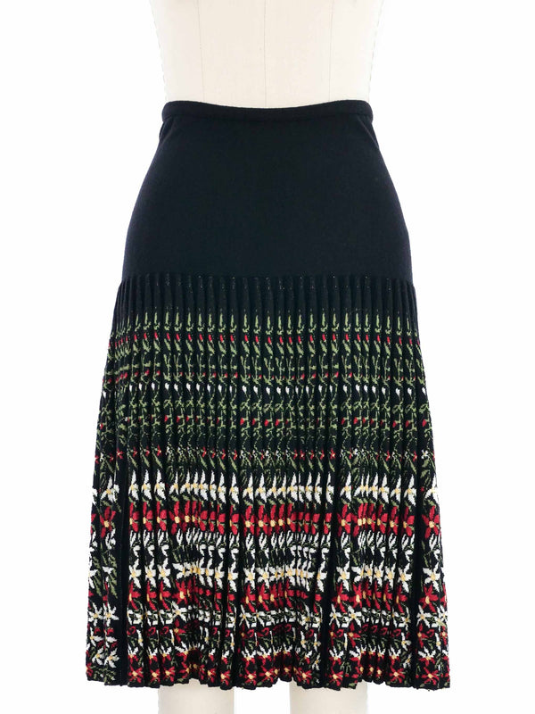 2000 Alaia Black Floral Knit Skirt Bottom arcadeshops.com