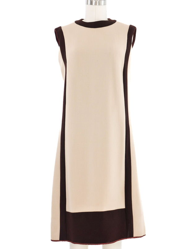 1960s Pierre Cardin Coffee Colorblock Sleeveless Dress Dress arcadeshops.com