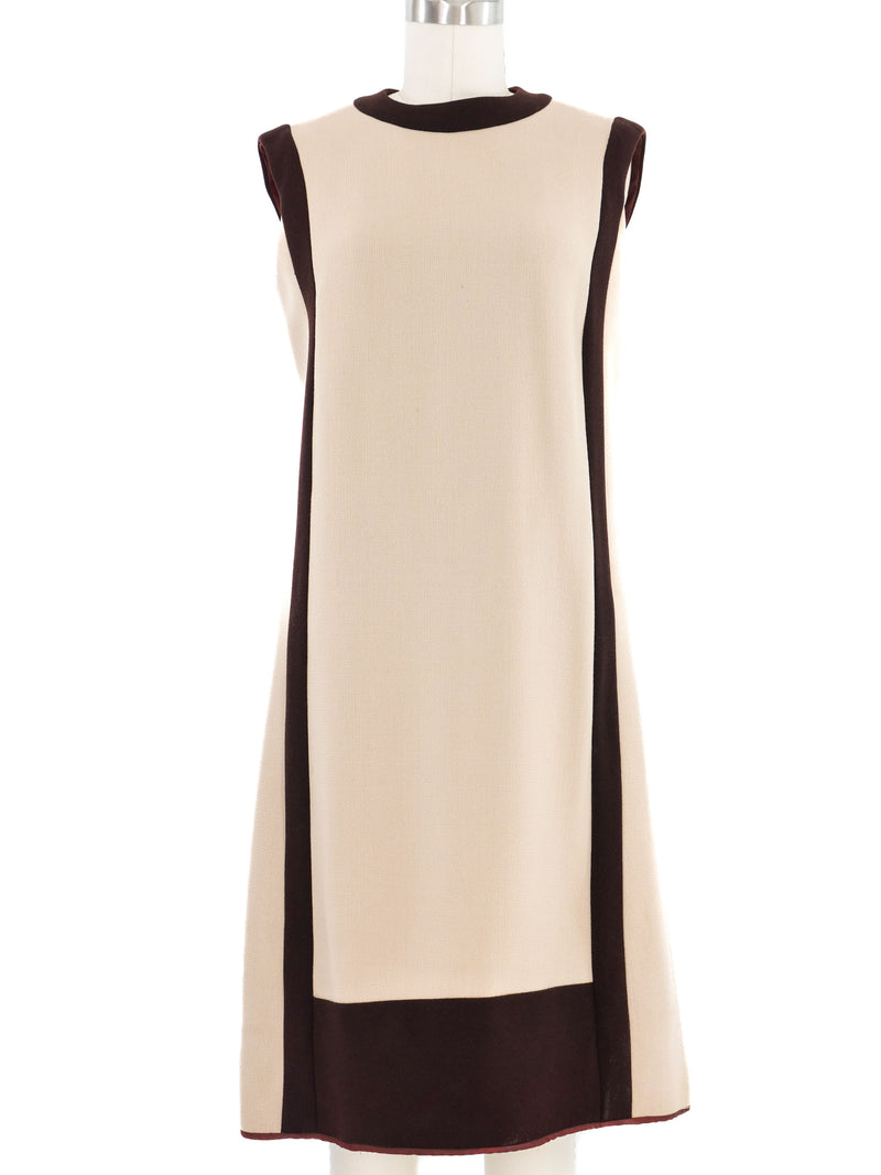1960s Pierre Cardin Coffee Colorblock Sleeveless Dress Dress arcadeshops.com