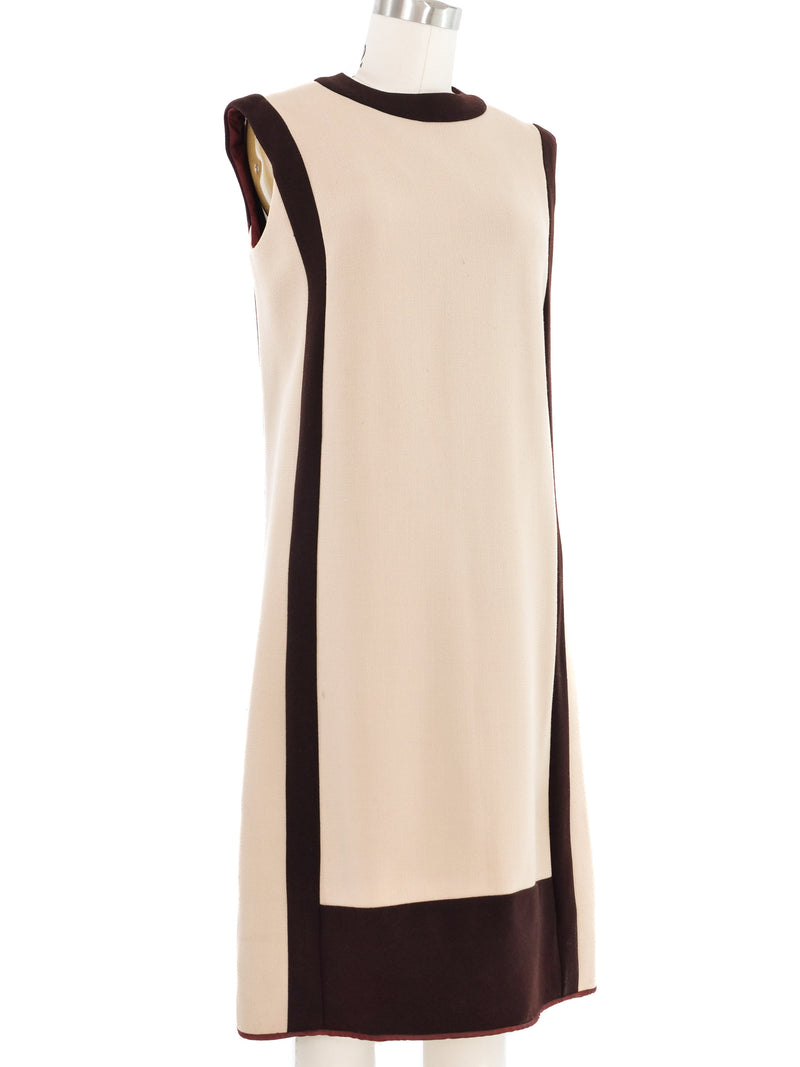 1960s Pierre Cardin Coffee Colorblock Sleeveless Dress Dress arcadeshops.com