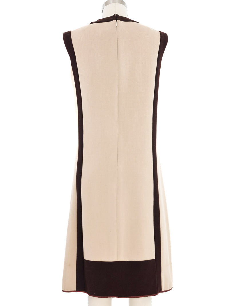 1960s Pierre Cardin Coffee Colorblock Sleeveless Dress Dress arcadeshops.com