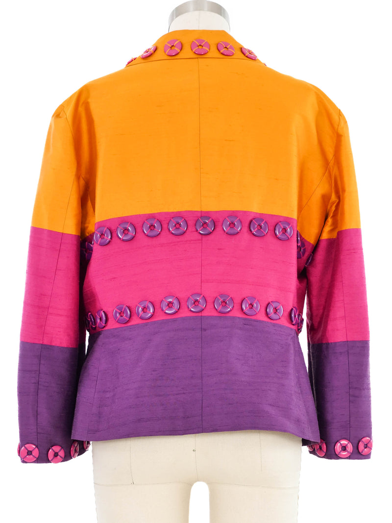 Moschino Button Trim Satin Blazer Jacket arcadeshops.com