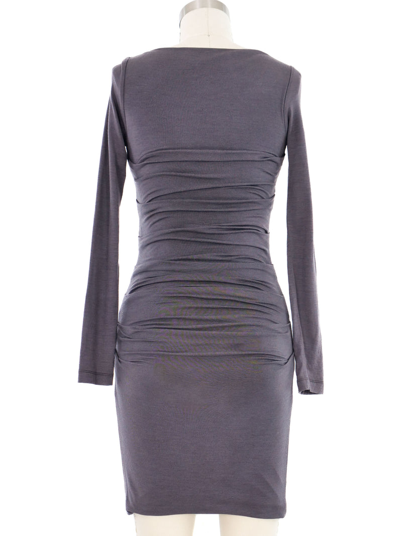 Plein Sud Ruched Gray Jersey Dress Dress arcadeshops.com