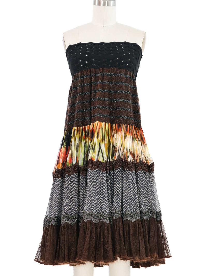 Jean Paul Gaultier Tiered Mixed Fabric Skirt Bottom arcadeshops.com