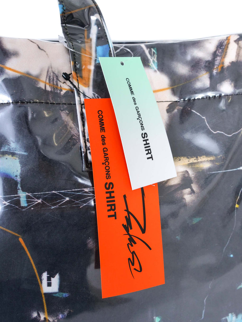 2021 Comme des Garcons Futura 2000 Black Abstract Vinyl Tote Accessory arcadeshops.com