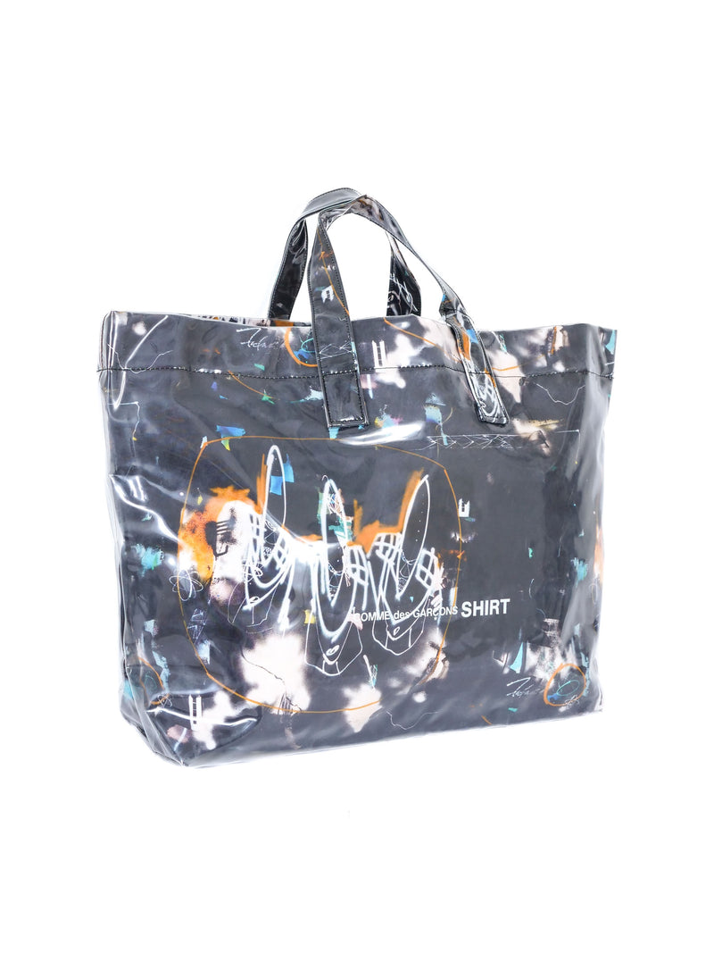 2021 Comme des Garcons Futura 2000 Black Abstract Vinyl Tote Accessory arcadeshops.com