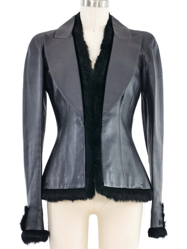 2002 Chanel Lambskin Fur Trim Blazer Dress arcadeshops.com