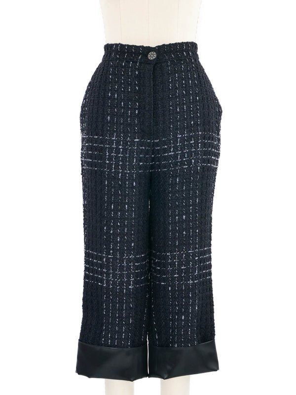 Chanel Satin Cuffed Tweed Pants Bottom arcadeshops.com
