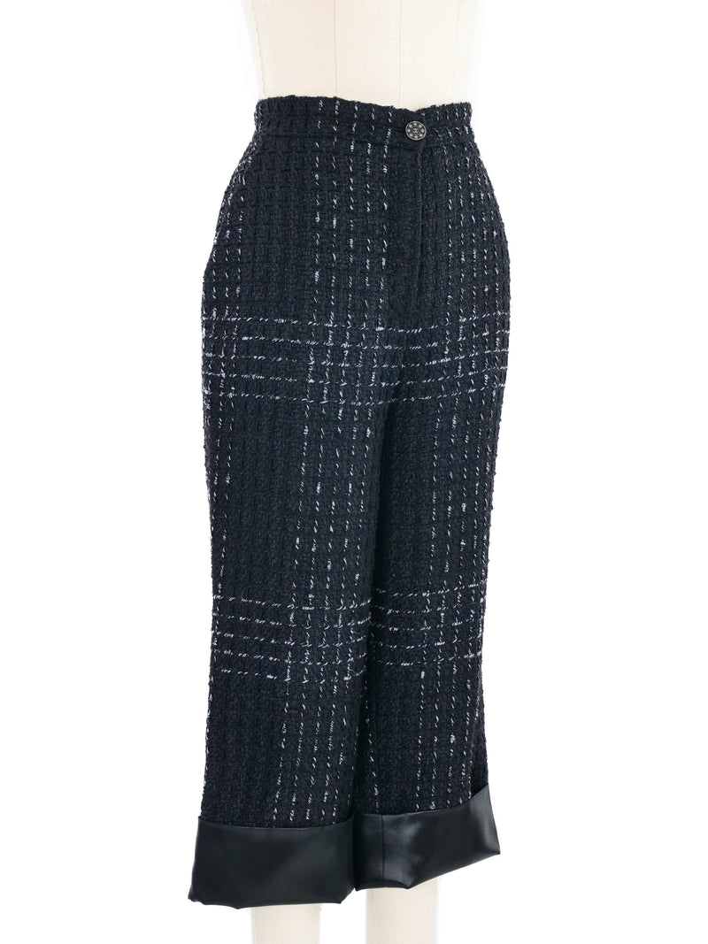 Chanel Satin Cuffed Tweed Pants Bottom arcadeshops.com