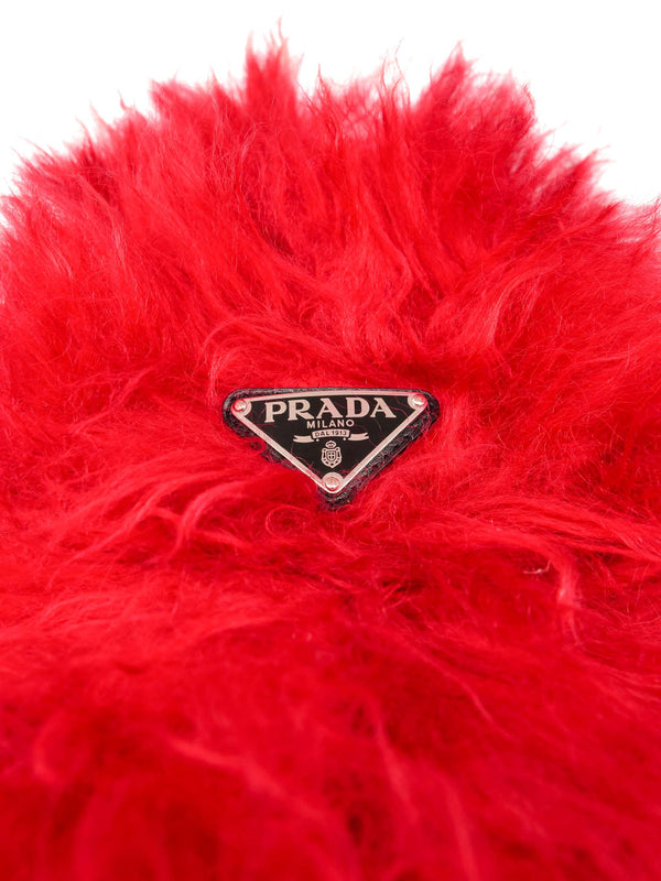 Prada Red Mohair Plush Hat