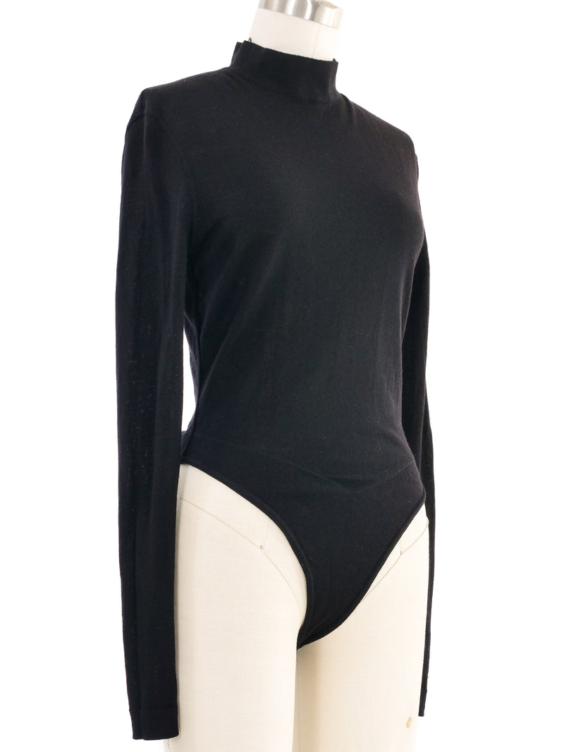 Alaia Black Wool Mock Neck Bodysuit Suit arcadeshops.com