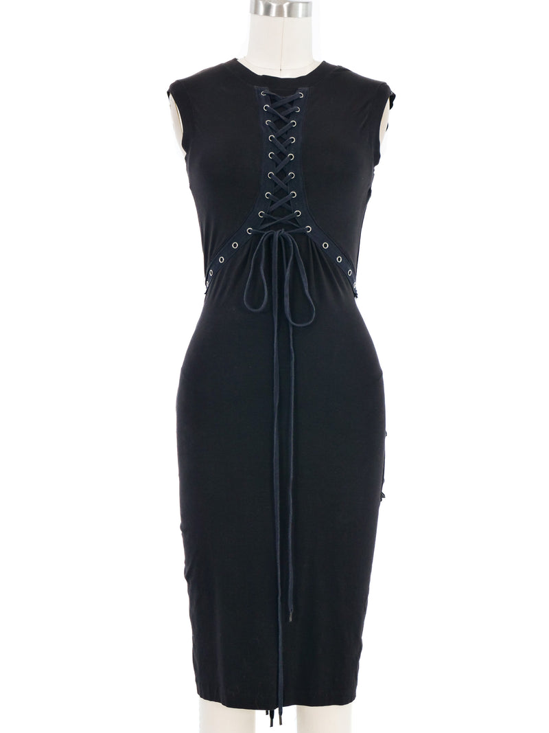 2003 Christian Dior Black Lace Up Jersey Dress Dress arcadeshops.com