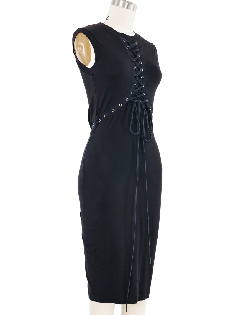 2003 Christian Dior Black Lace Up Jersey Dress Dress arcadeshops.com