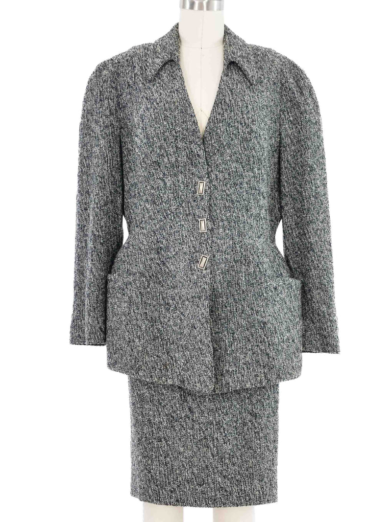 Thierry Mugler Speckled Gray Skirt Suit Suit arcadeshops.com