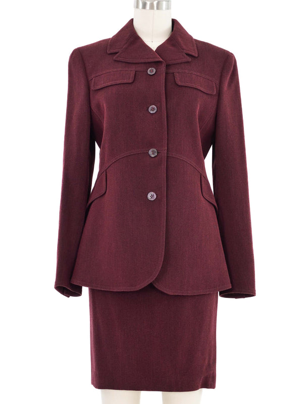 1997 Gianni Versace Wine Wool Skirt Suit Suit arcadeshops.com
