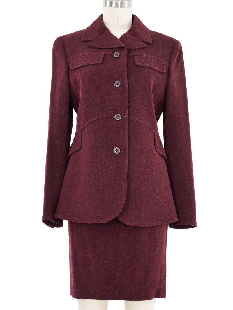 1997 Gianni Versace Wine Wool Skirt Suit Suit arcadeshops.com