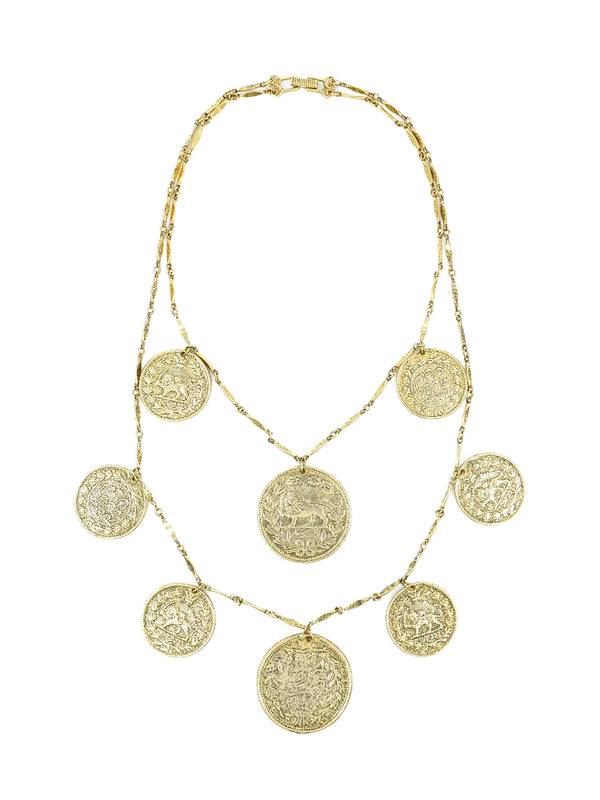 1960s Goldtone Tiered Coin Necklace Accessory arcadeshops.com
